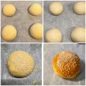 Frallor Bake-off som jästa, förgräddade, penslade och färdiggräddade